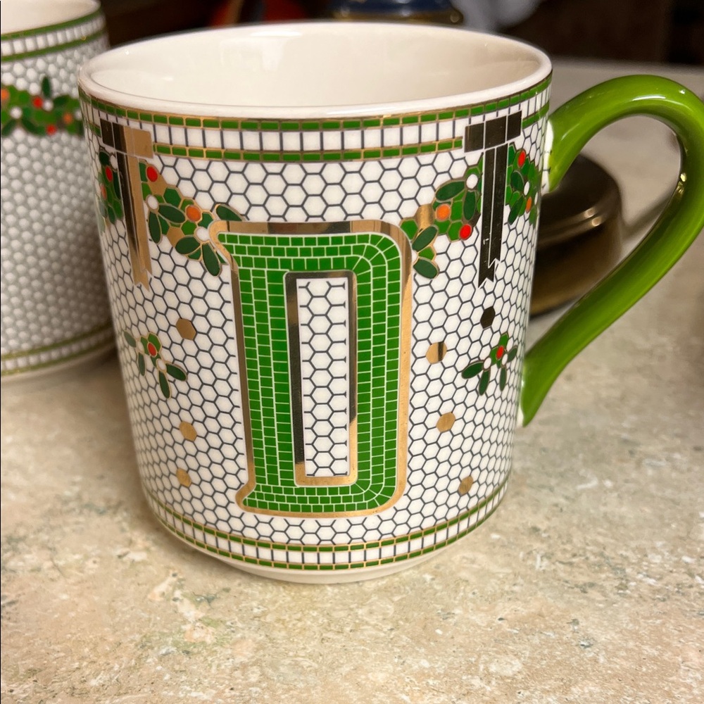 Anthropologie Tile Monogrammed Mug - D